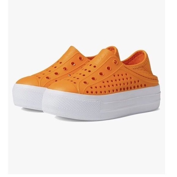 Kids / Girls Platform Clogs Slip On Sneakers Casual Shoes Orange, Size 4 - Picture 1 of 7